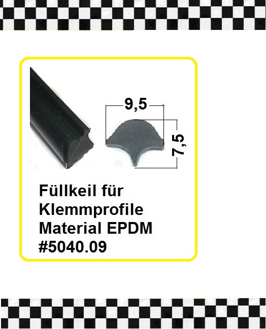 Bild 1 von 5m Füllkeil schwarz für Scheibenklemmprofil H-Profil