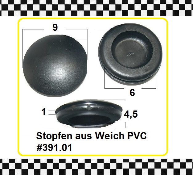 Bild 1 von 6x Stopfen Weich PVC für Bohrung 6mm *A