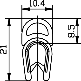 Bild 1 von *MUSTER* PVC-Kantenschutzprofil mit seitl. aufgesiegeltem EPMD Moosgummi ca. 20 cm lang