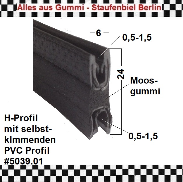 1 Muster Gummidichtung H-Profil 0,5-1,5mm selbstklemmend  5039.01 aus BERLIN 