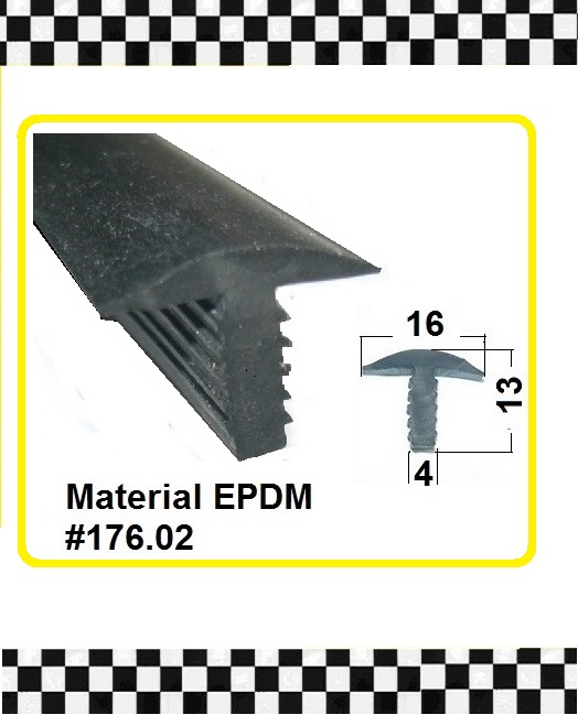 Bild 1 von 15cm Muster Gummi T-Profil Antirutsch für Treppenstufen € 8,25/m