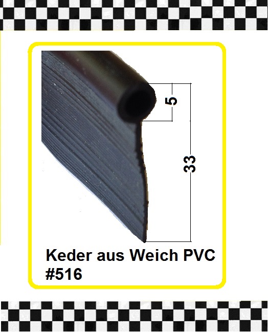 Bild 1 von 15cm Muster PVC Kotflügelkeder € 9,95/m schwarz
