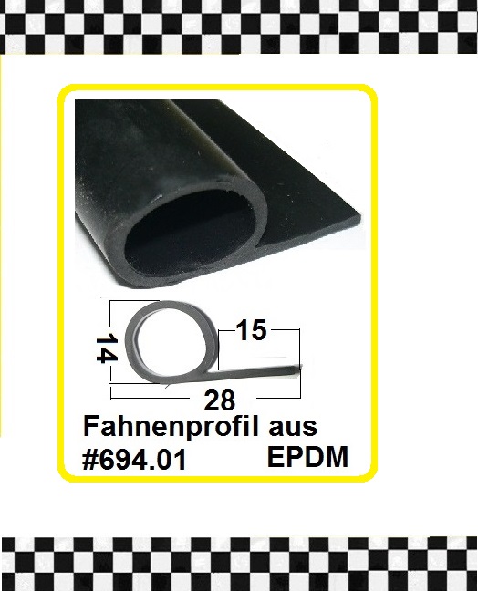Bild 1 von *MUSTER* Weichgummi Fahnenprofile  EPDM schwarz ca. 20 cm lang