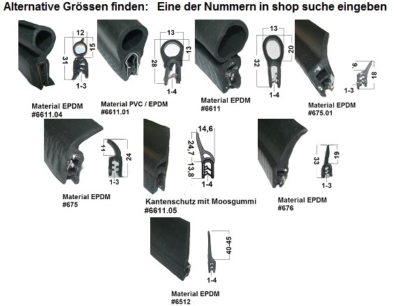 EPDM Gummidichtung Kantenschutz Blech für 1-3mm Kanten 3 Meter 0.87 Höhe