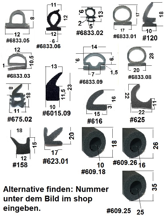 Weiße Dichtung/Profil für Türrahmen - pro Meter verkauft - CF13495 