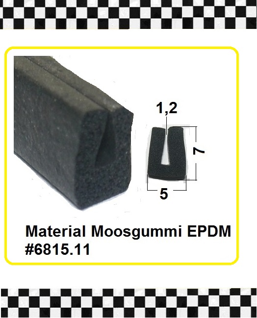 Bild 1 von *MUSTER* Moosgummi U-Profile 7x5x1,2mm EPDM schwarz ca. 20 cm lang