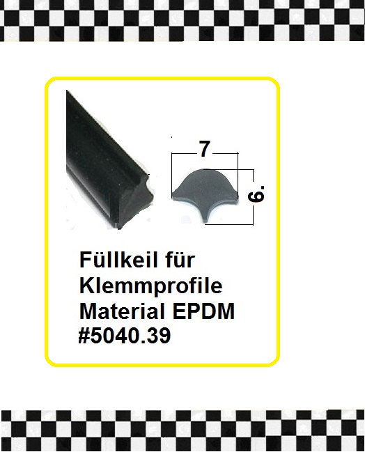 Bild 1 von *MUSTER* Füllerprofil Gr. 2 schwarz für Glasklemmprofil , ca. 20cm lang