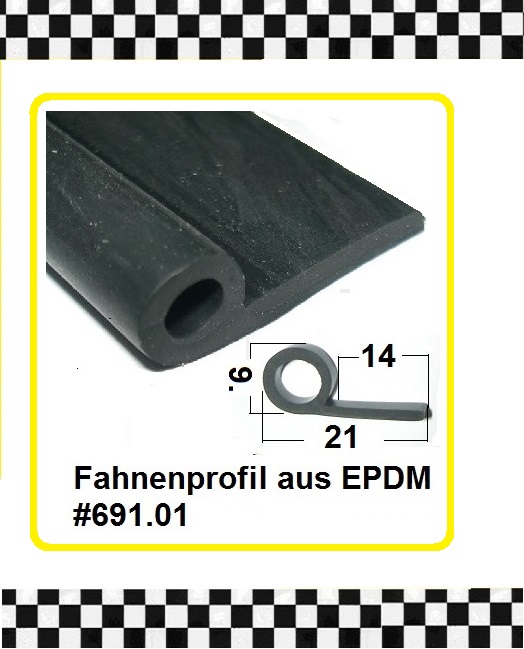 Bild 1 von *MUSTER* Weichgummi Fahnenprofile  EPDM schwarz ca. 20 cm lang