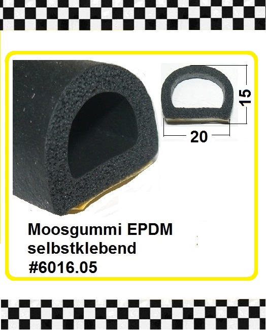 Bild 1 von *MUSTER* Moosgummi Halbrundprofile mit Hohlkammer EPDM selbstklebend ca. 15x20 mm ca. 20 cm lang