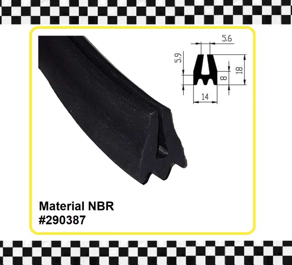 Bild 1 von *MUSTER* U-Profil 14 mm breit x 18 mm hoch, Schlitzbreite 5 mm, NBR 45° Sh. ca. 20cm lang