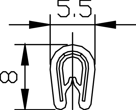 Bild 1 von *MUSTER* PVC-Kantenschutzprofil mit Metalleinlage, 0,8 - 1,5 mm Klemmb., schwarz ca. 20 cm lang