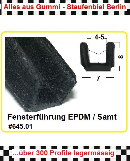 Bild 1 von *MUSTER* Fensterführung mit Samteinlage 7x8 mm *Auslaufartikel* ca. 20 cm lang