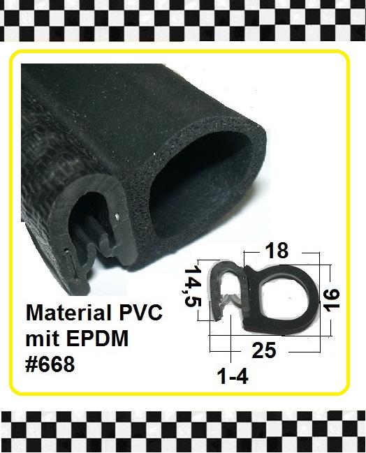 Bild 1 von *MUSTER* PVC-Kantenschutzprofil mit seitl. aufgesiegeltem EPMD Moosgummi ca. 20 cm lang