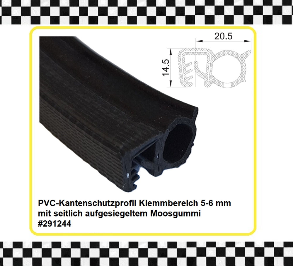 Bild 1 von *MUSTER* PVC-Kantenschutzprofil mit seitl. aufgesiegeltem EPDM Moosgummi ca. 20cm lang