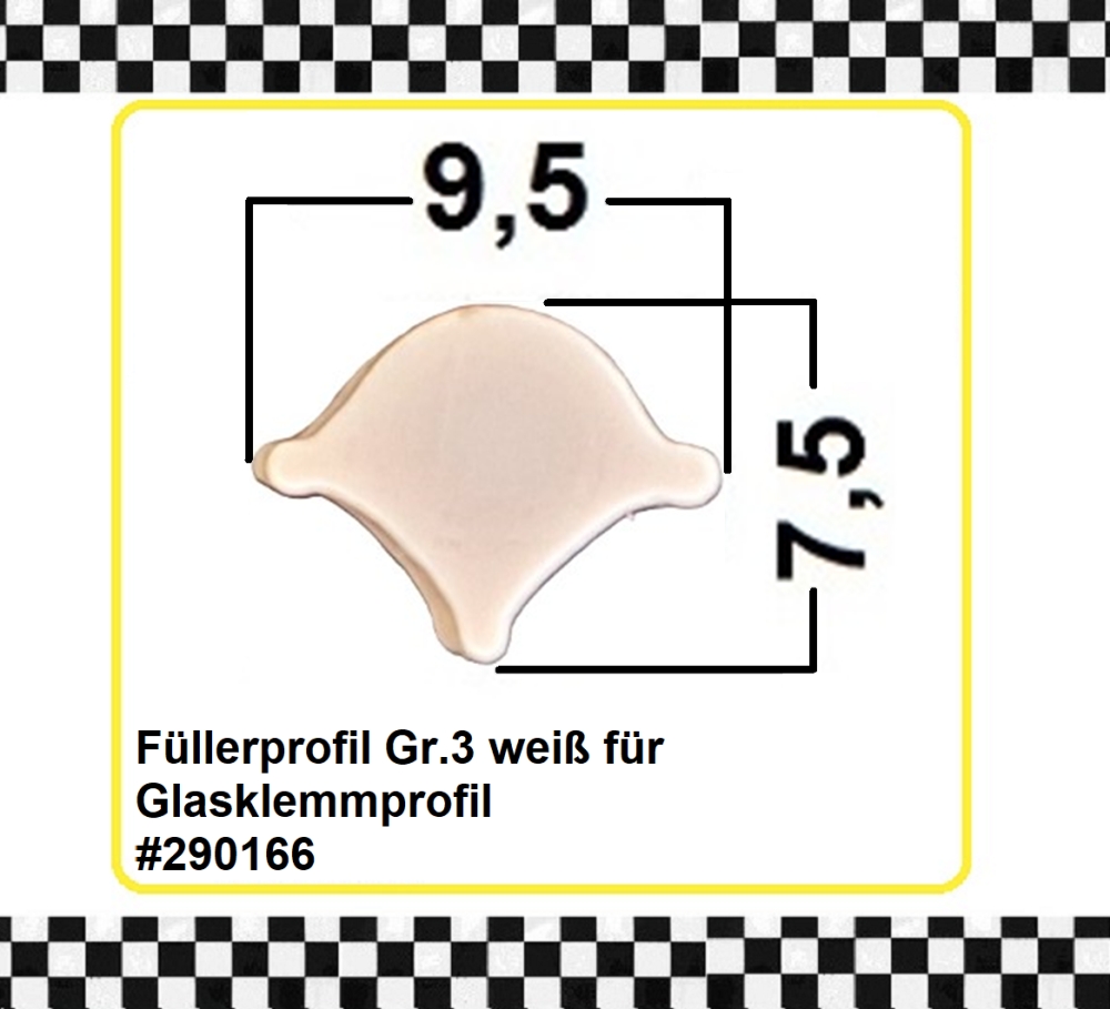 Bild 1 von *MUSTER* Füllerprofil Gr. 3 weiß für Glasklemmprofil, ca. 20cm lang