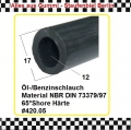 1m Benzinschlauch ohne Gewebe innen 12x17mm
