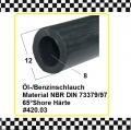 1m Benzinschlauch ohne Gewebe innen 8x12mm