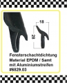 Bild 1 von 15cm Muster Fensterschachtdichtung mit Samt und Alu Einlage € 14,55/m