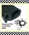 PVC-Kantenschutzprofil mit seitl. aufgesiegeltem EPMD Moosgummi,